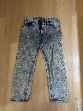 Men's Acid Wash Blue Straight Jeans